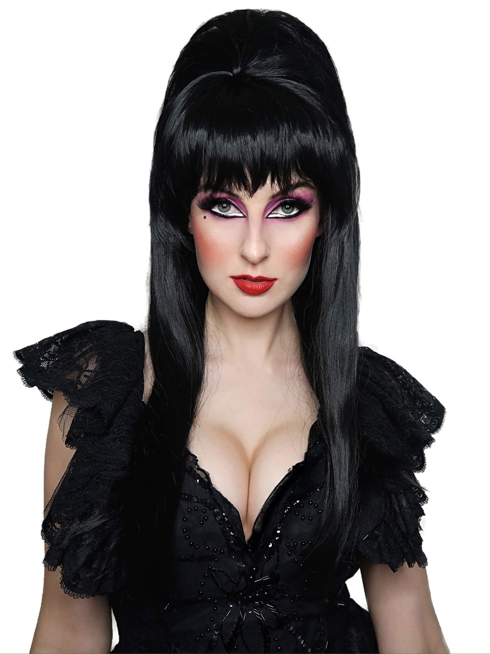 ALLAURA Elvira Dark Mistress Synthetic Wig Black Long Halloween Cosplay